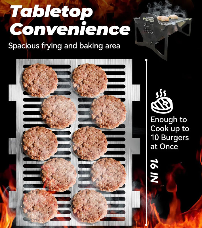 Slot Grill - Collapsible BBQ Grill for Easy Storage Steel