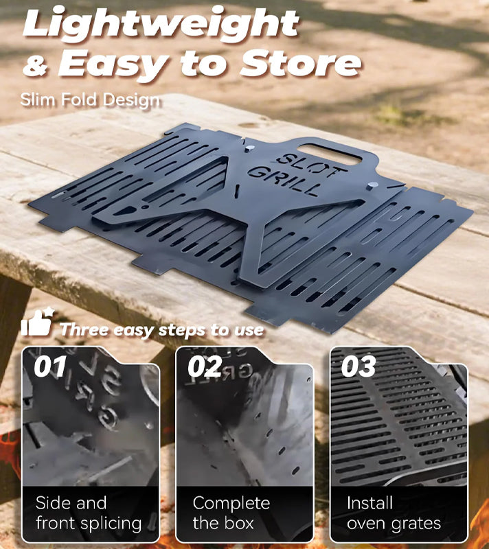 Slot Grill - Collapsible BBQ Grill for Easy Storage Steel