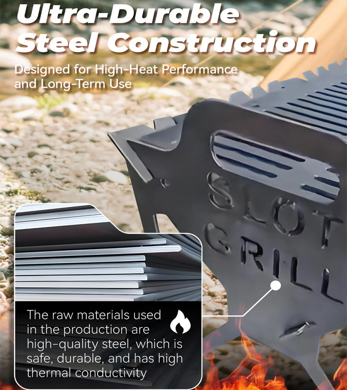 Slot Grill - Collapsible BBQ Grill for Easy Storage Steel