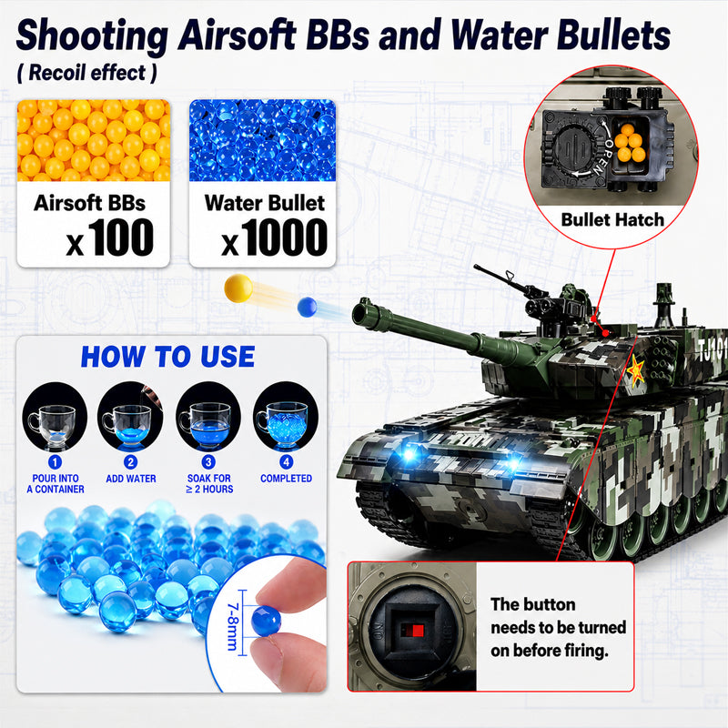 Giant RC Realistic Remote Controlled Battle Tank and Ammunition