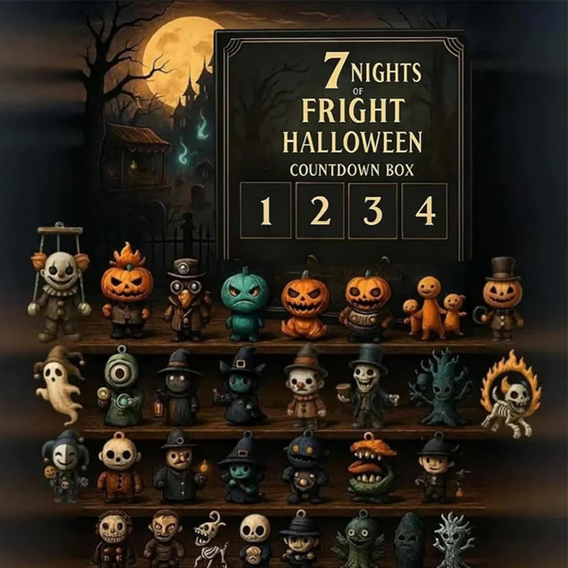🎃31 Nights of Fright – Halloween Countdown Box with Figurines,