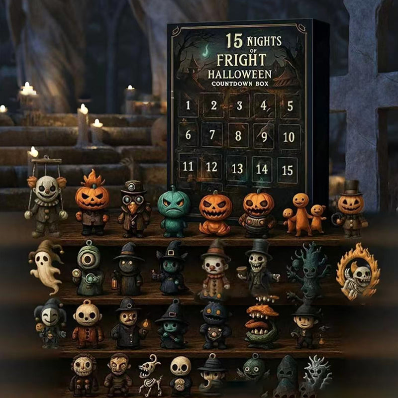 🎃31 Nights of Fright – Halloween Countdown Box with Figurines,