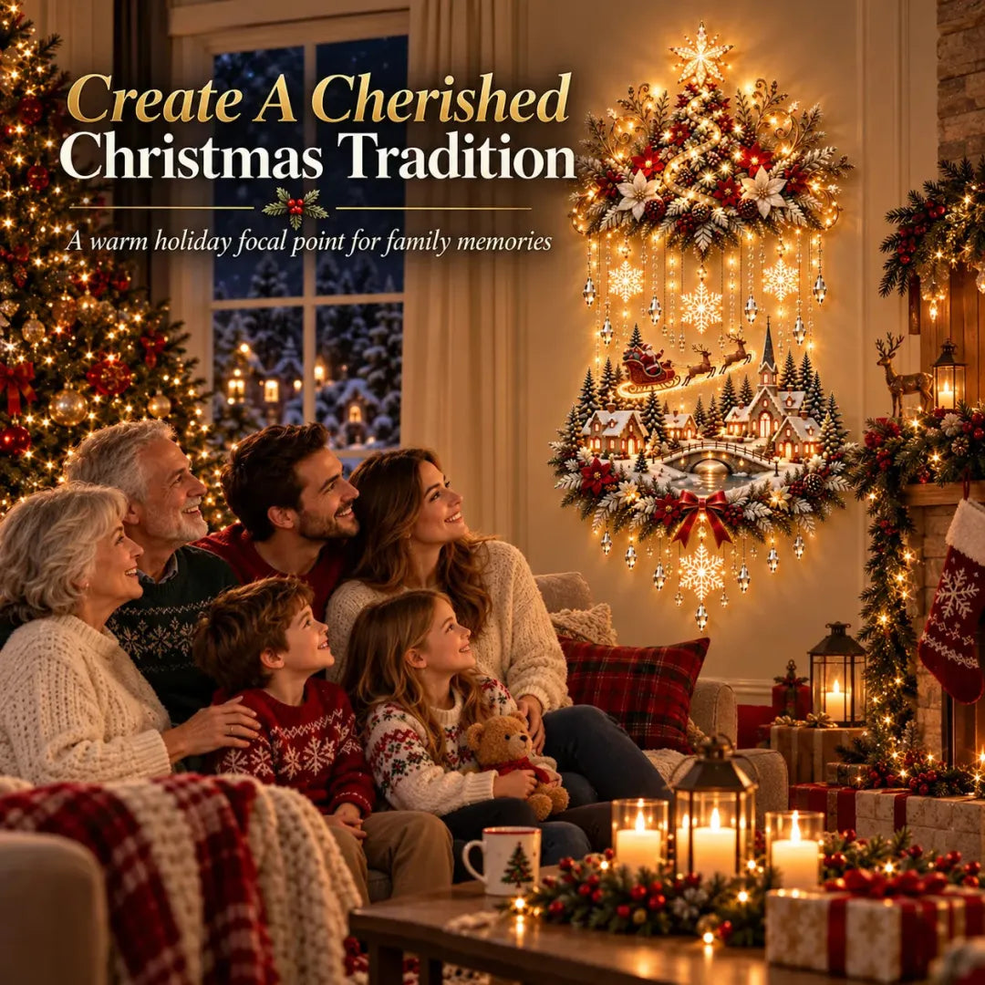 🎄 Illuminated Christmas tree and village! ✨