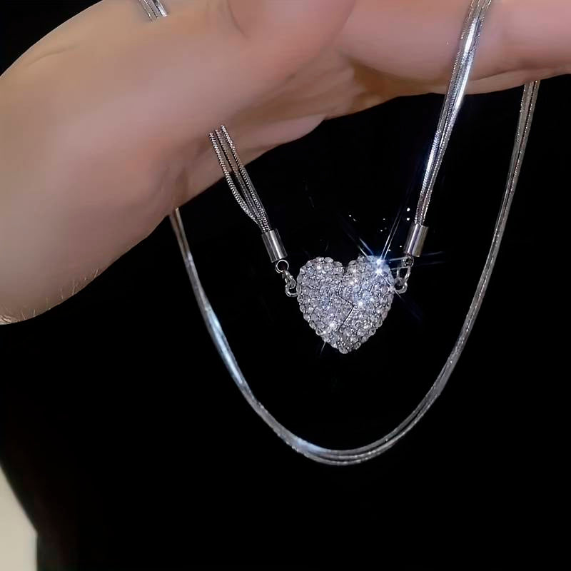 Magnetic Heart Pendant Necklace for Women
