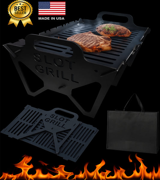 Slot Grill - Collapsible BBQ Grill for Easy Storage Steel