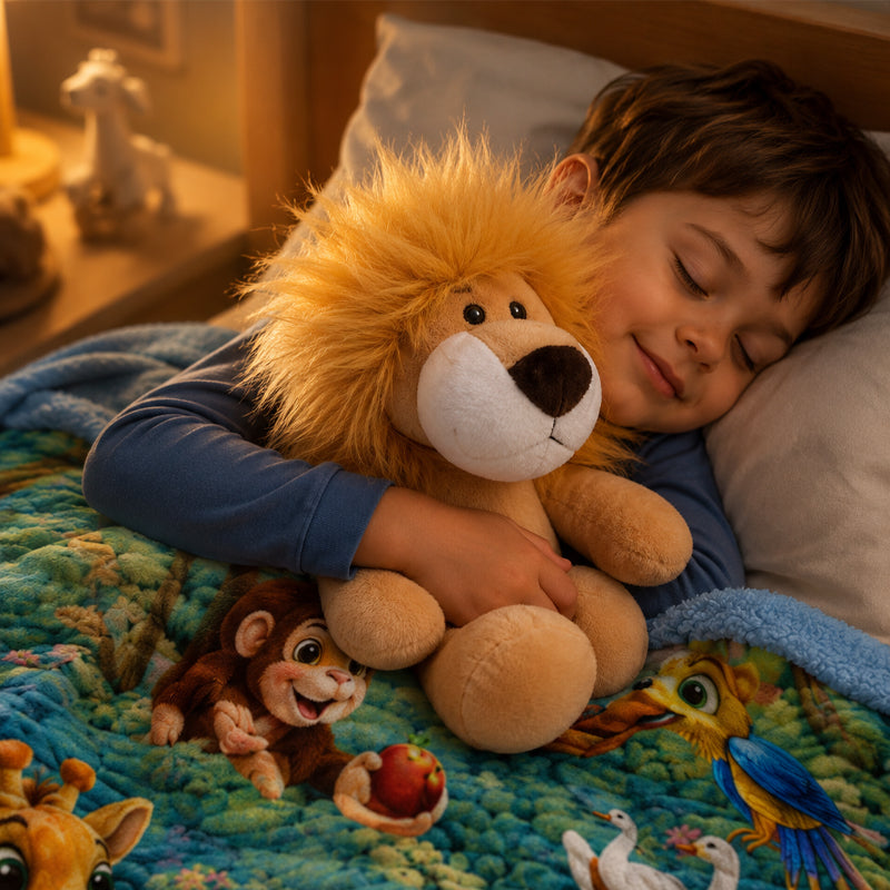 Realistic plush toy of a small lion