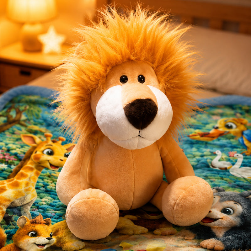 Realistic plush toy of a small lion