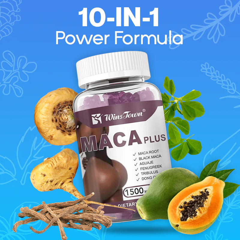 Maca Plus Gummies (1500mg) | Dietary Supplement for Hips Enlargement, Butt Enhancement, and Hormonal Balance