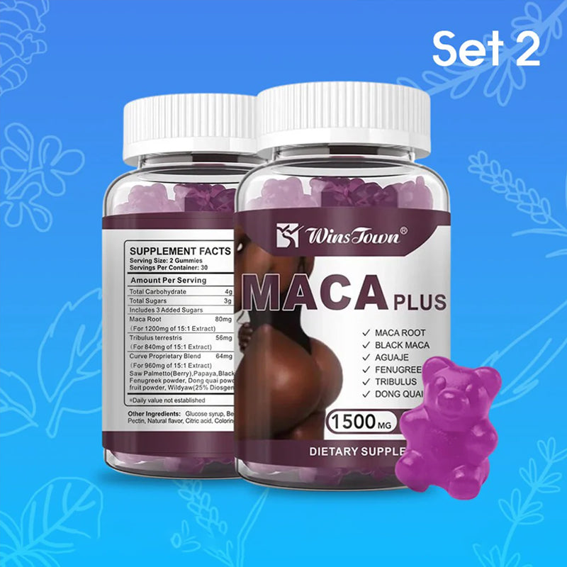 Maca Plus Gummies (1500mg) | Dietary Supplement for Hips Enlargement, Butt Enhancement, and Hormonal Balance