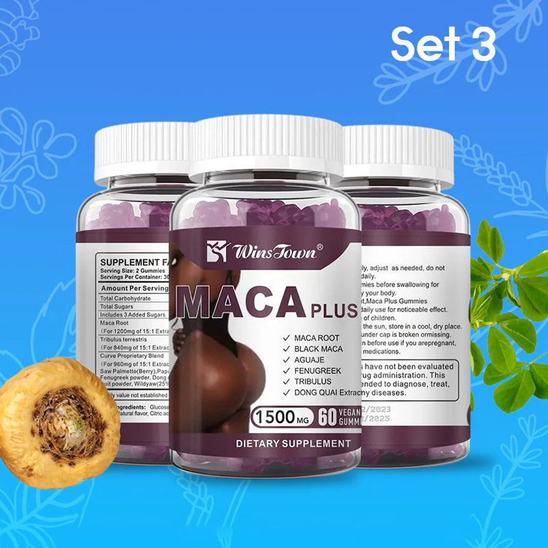 Maca Plus Gummies (1500mg) | Dietary Supplement for Hips Enlargement, Butt Enhancement, and Hormonal Balance
